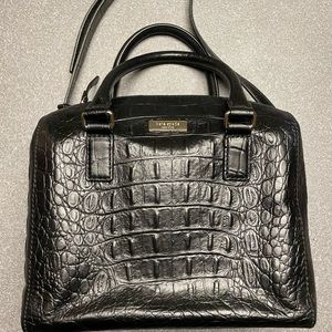 Classic alligator embossed leather satchel with shoulder strap Kate Spade NWOT